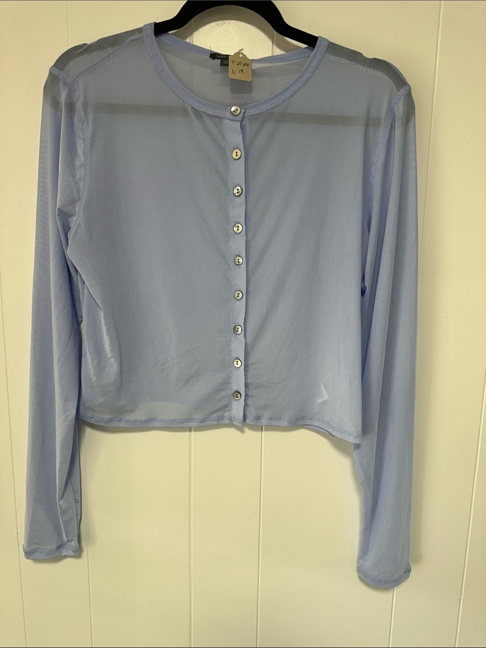 Wild fable, Light Blue Sheer Button-Front Women's Top